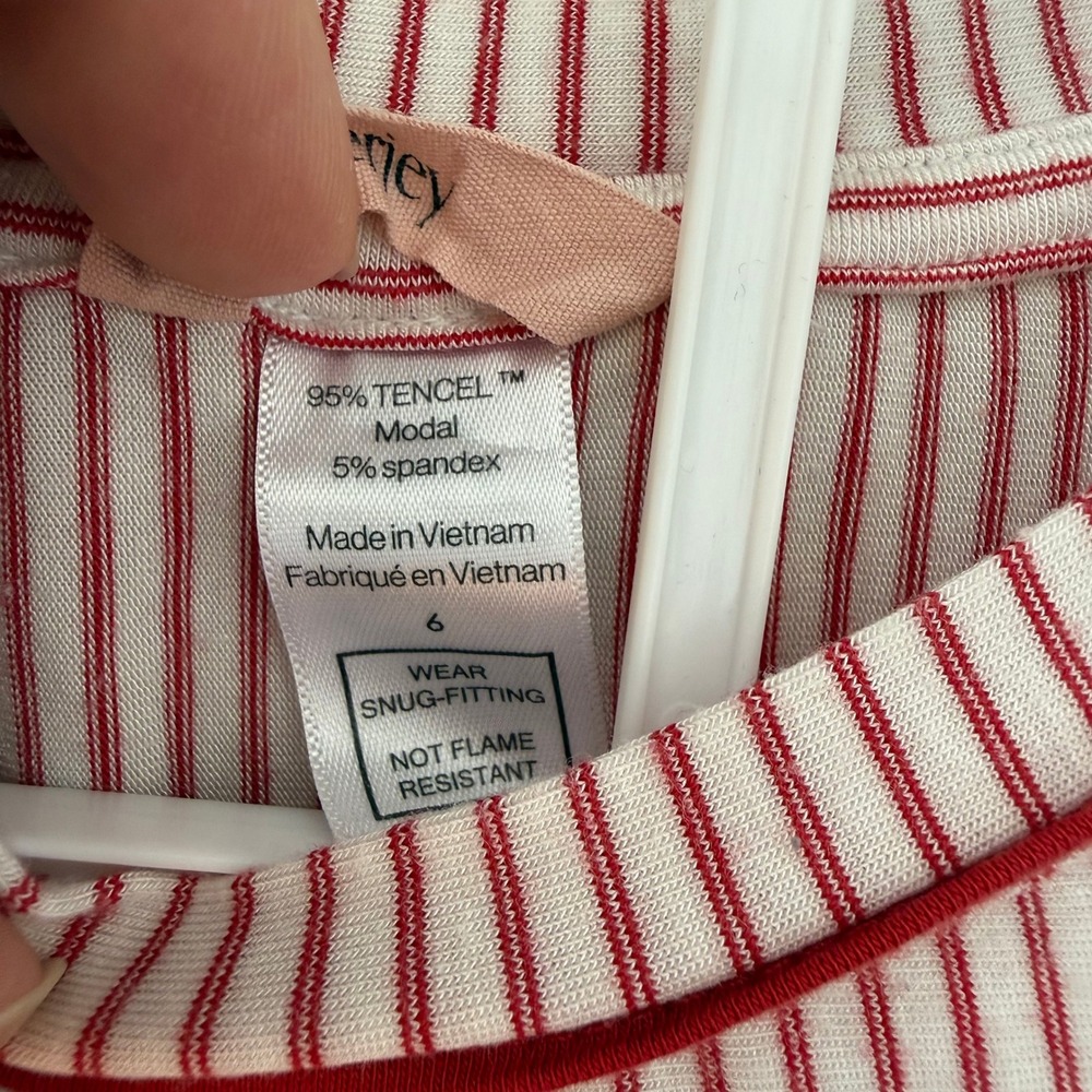 Eberjey Kids Gisele Red White Striped Tencel Modal Pajama Set Size 6 Long Sleeve - Picture 4 of 6